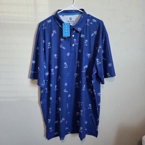 SCALES Men's Navy Polo with Nautical Print